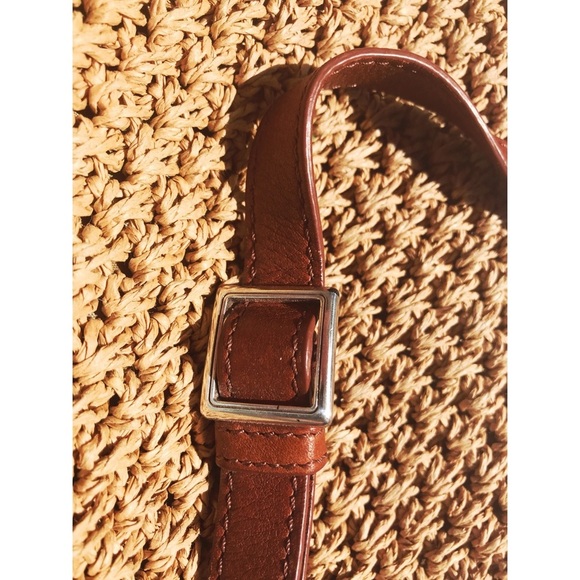 NWOT brown/tan straw Brighton zip messenger bag - Picture 5 of 5